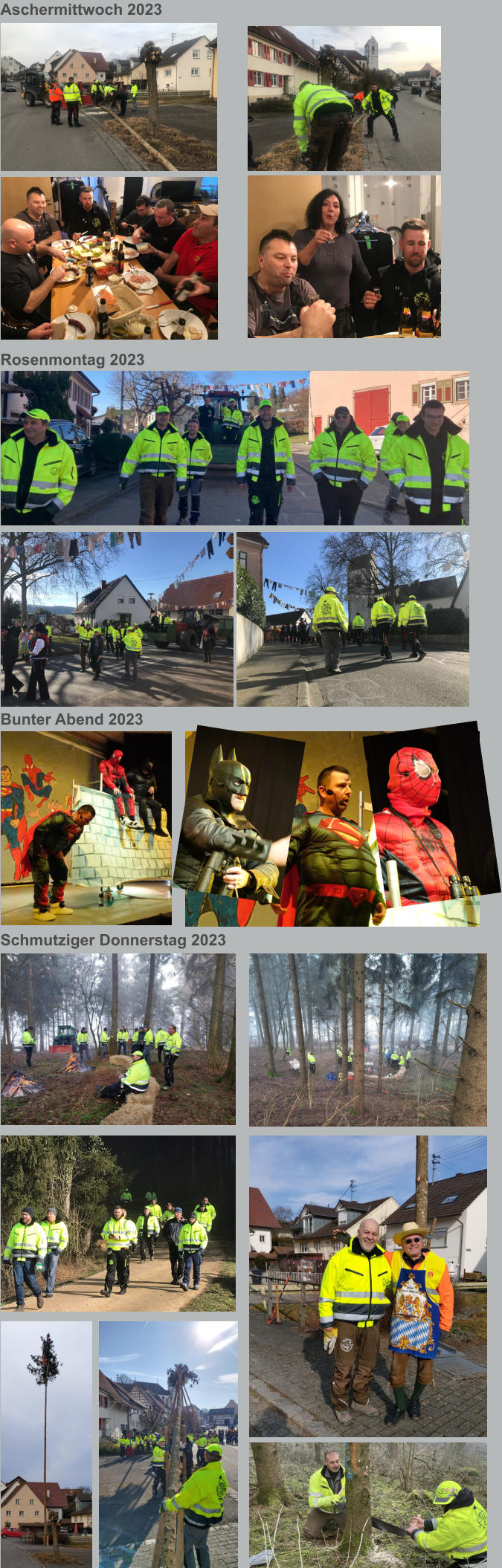 Aschermittwoch 2023 Bunter Abend 2023 Rosenmontag 2023 Schmutziger Donnerstag 2023